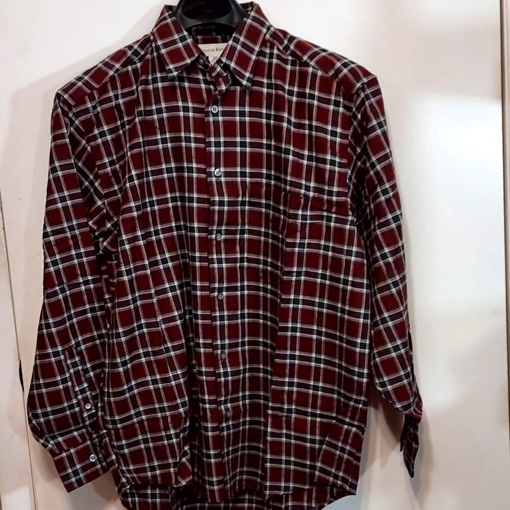 Banana Repulbic Mens Red/Brown/ White Plaid Shirt. SzM Long Sleeve Cabin
